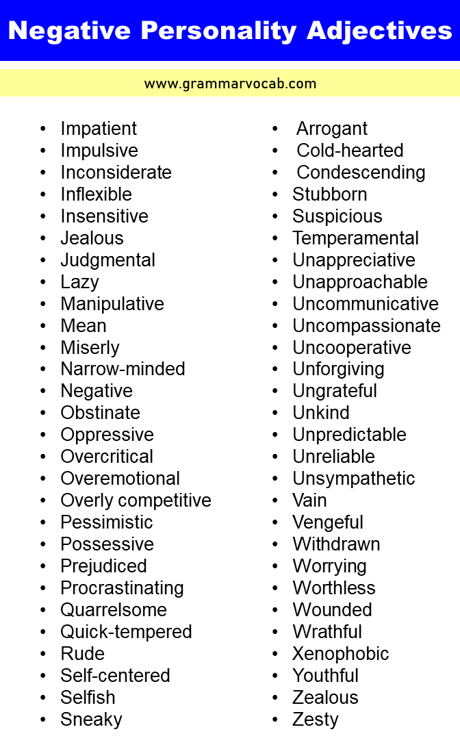 List of Personality Describing Adjectives