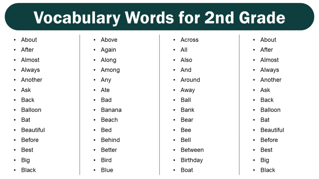 Science Vocabulary Words For 2nd Grade