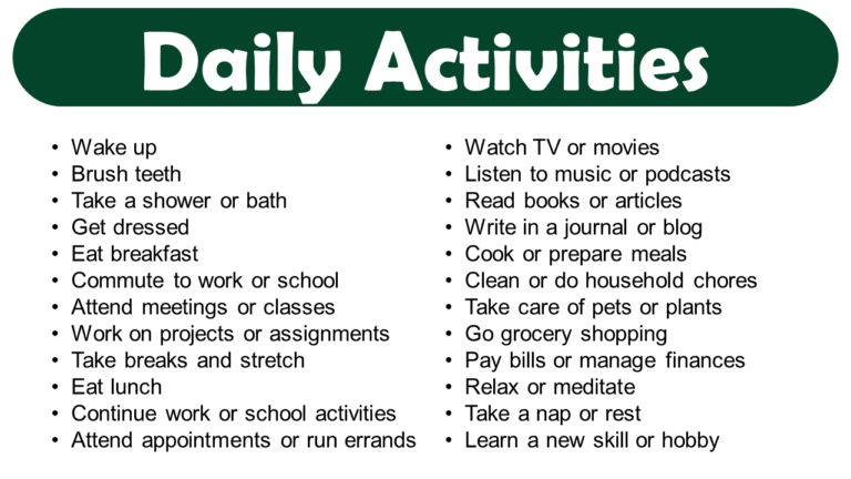 Top 10 Daily Activities