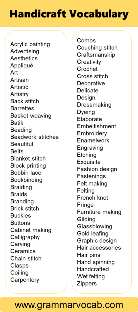 List Of Handicraft Vocabulary Words GrammarVocab list-of-handicraft-vocabulary-words-grammarvocab