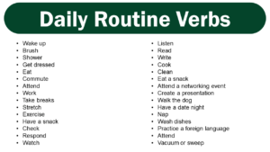 Daily Routine Verbs List - GrammarVocab