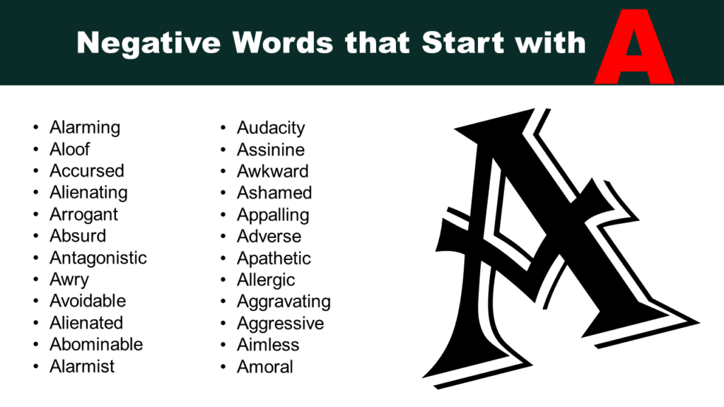 Negative Words That Start with A
