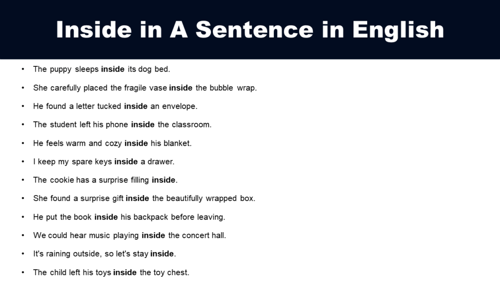 Inside In A Simple Sentence