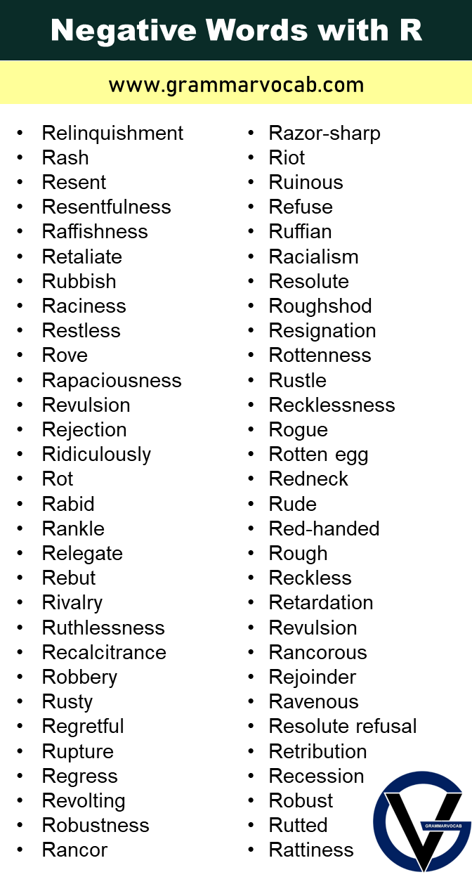 Negative Words That Start with R