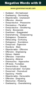Negative Words That Start with O - GrammarVocab