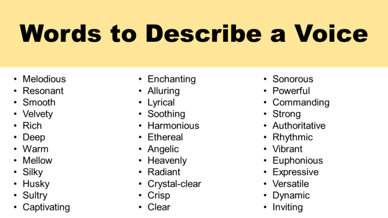 List of Words to Describe a Voice - Adjectives - GrammarVocab