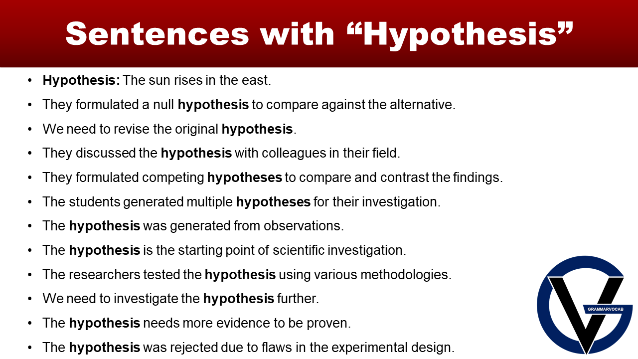 using hypothesis in a sentence