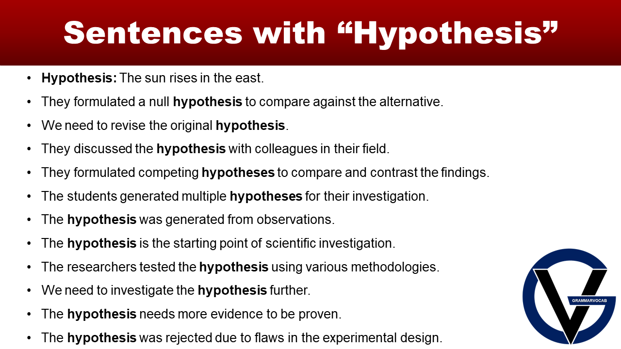 make simple sentence on hypothesis