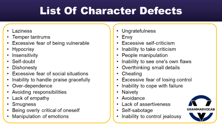 List of Character Defects and Flaws - GrammarVocab