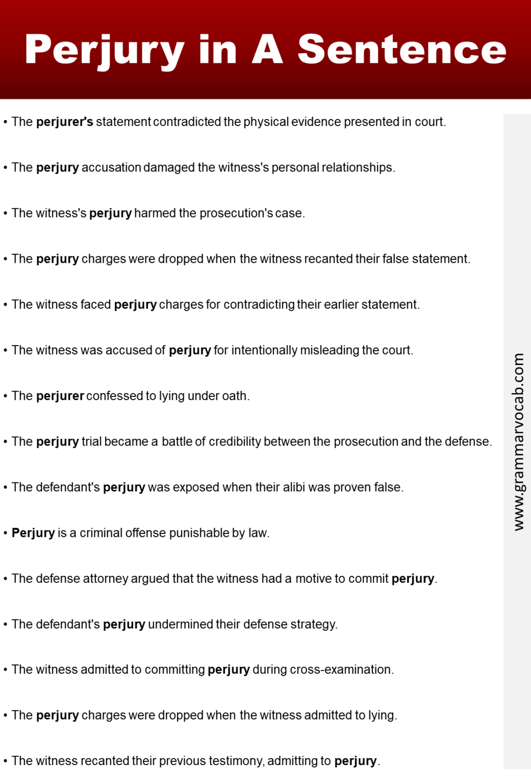 Perjury in A Sentence: Definition, Meaning and Example - GrammarVocab