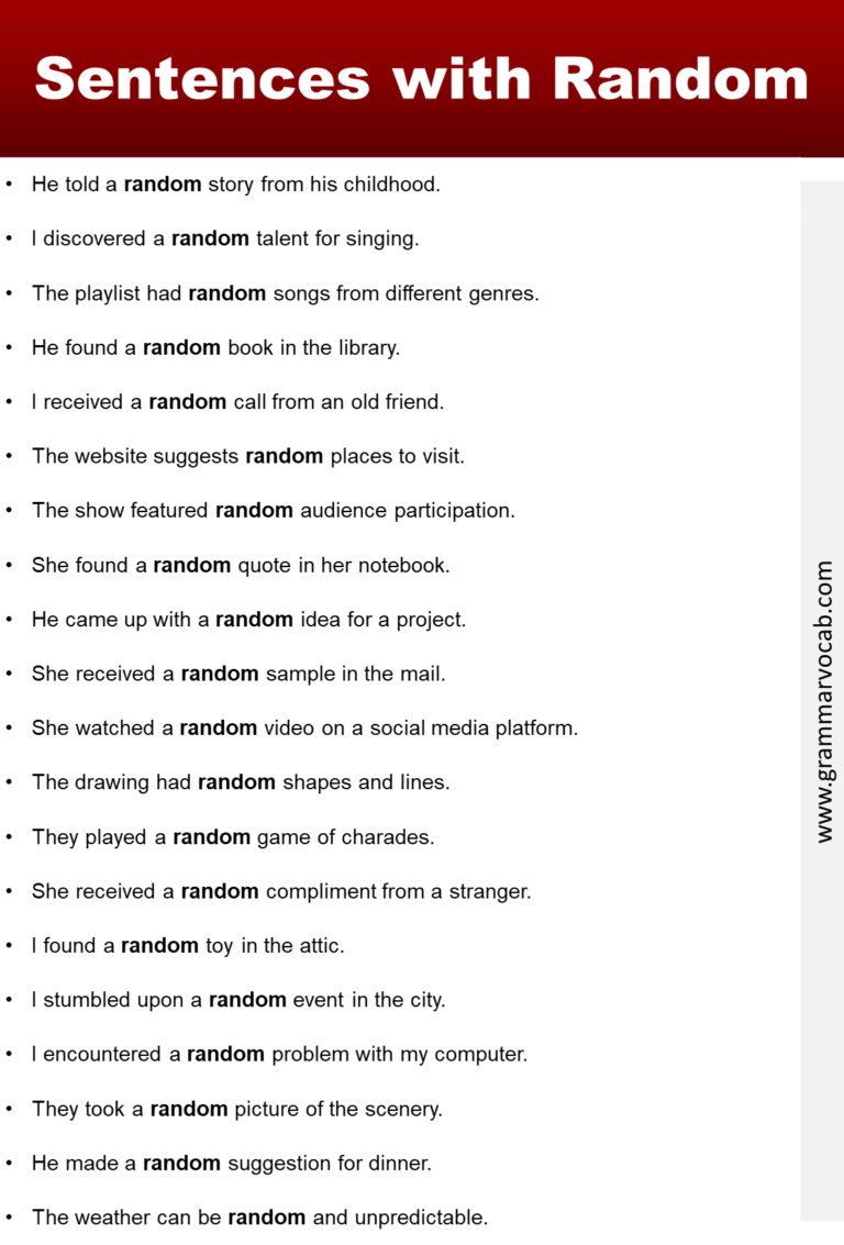 Sentences with Random - GrammarVocab