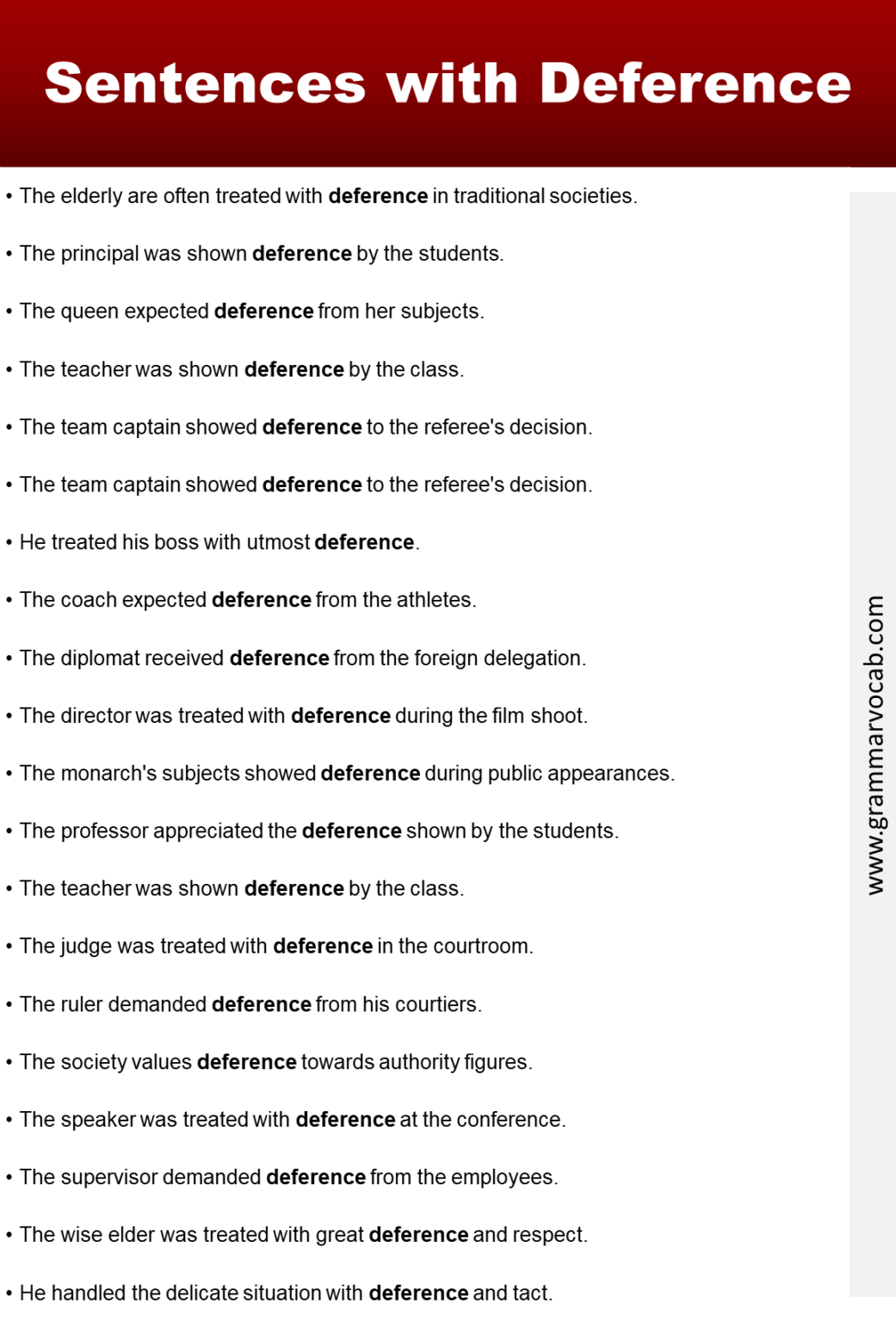 English Sentences with Deference - GrammarVocab