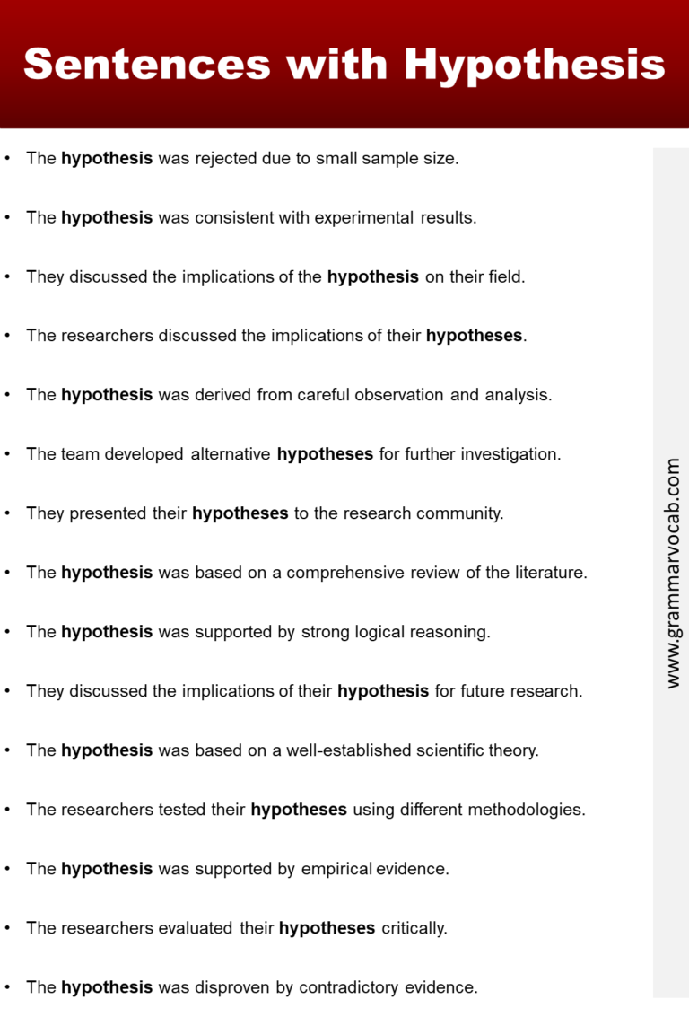 write hypothesis in a sentence