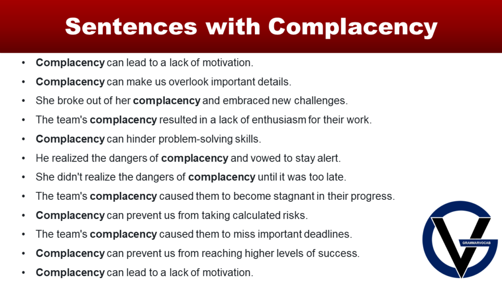 Sentences with Complacency