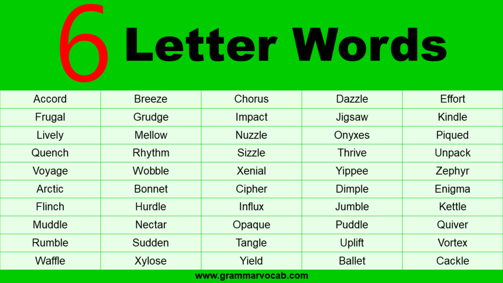 6 letter words in English