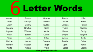 List Of Common 6 Letter Words In English - GrammarVocab