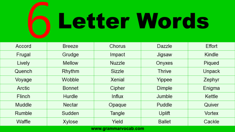 List of Common 6 letter words in English - GrammarVocab