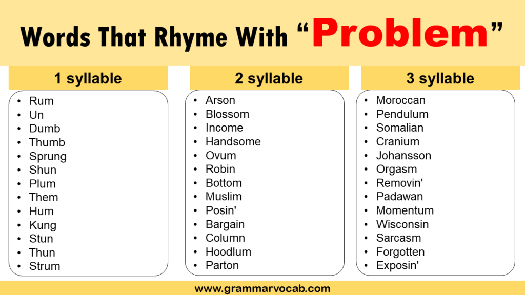 Words That Rhyme With Problem GrammarVocab