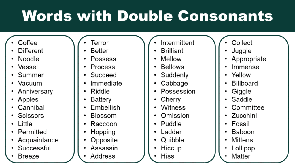 English Words With Double Consonants GrammarVocab