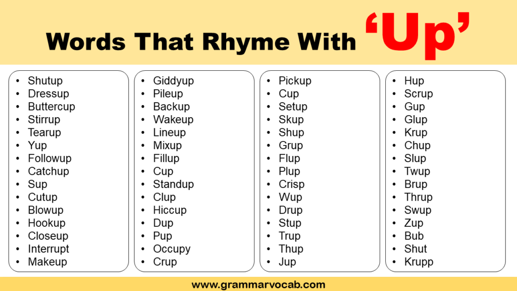 Words That Rhyme With Up