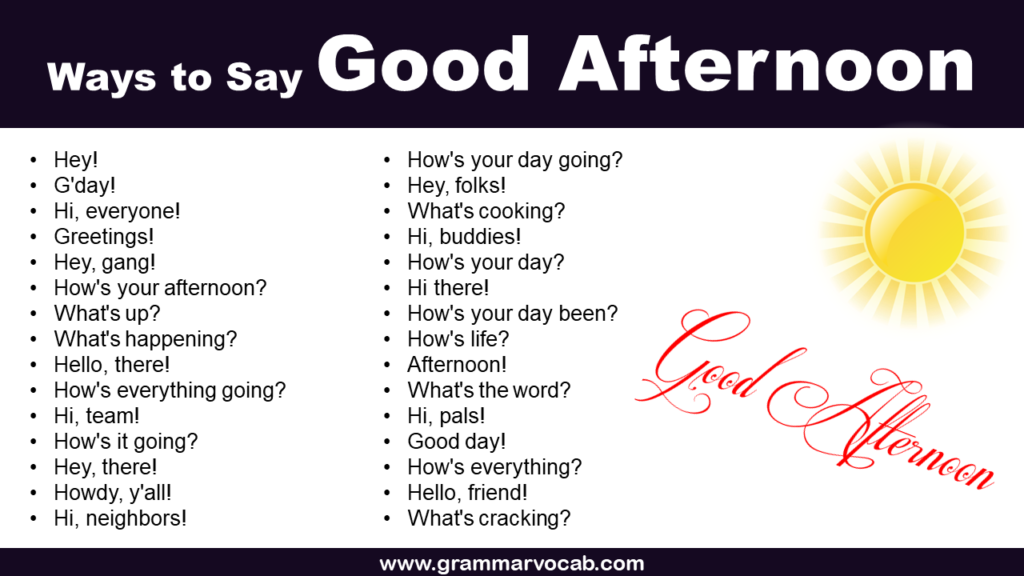 Different Ways to Say Good Afternoon