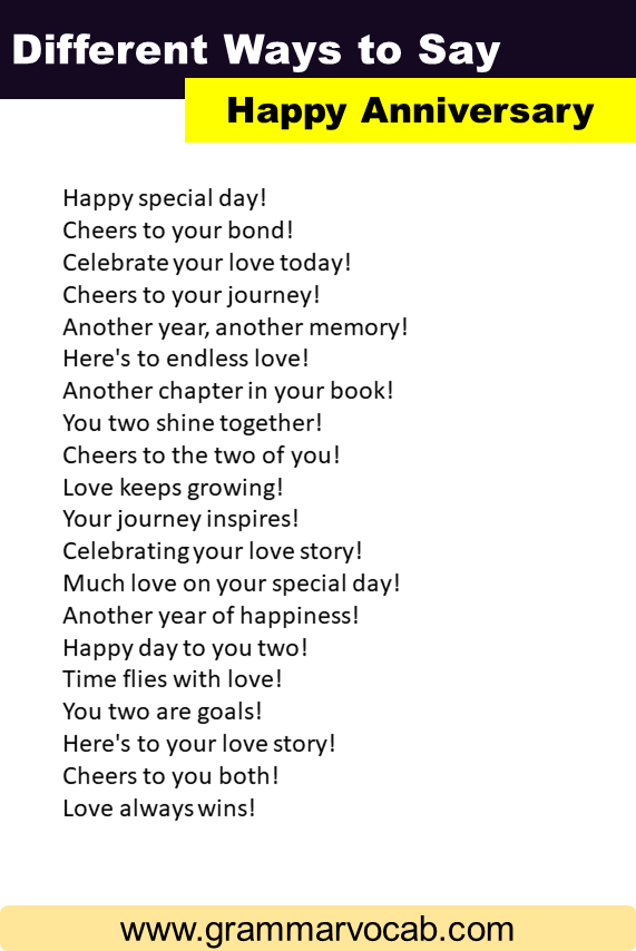 Different Ways to Say Happy Anniversary