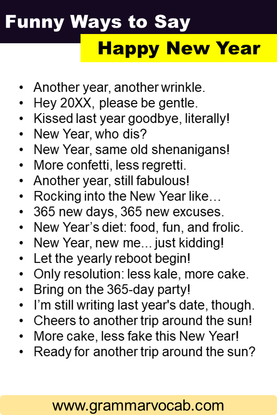 Creative Funny Ways To Say Happy New Year In English GrammarVocab