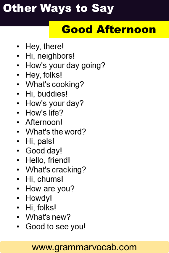 Other Ways to Say Good Afternoon