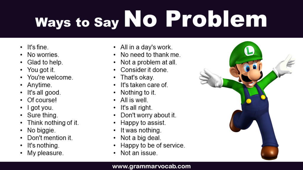 Other Ways To Say No Problem In English GrammarVocab