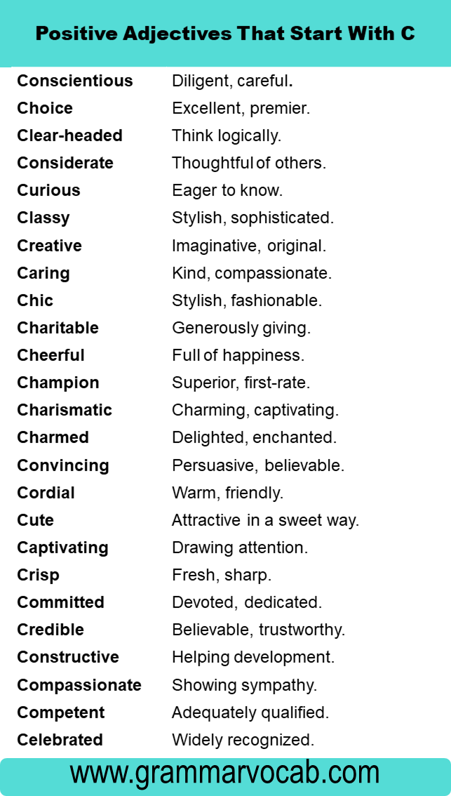 Positive Adjectives That Start With C