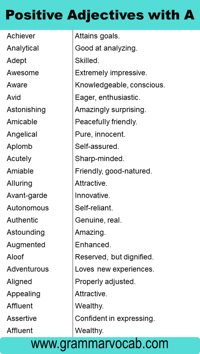 Positive Adjectives with A