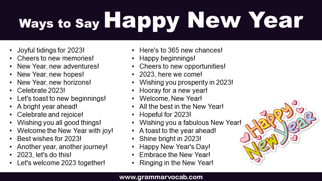 Creative Funny Ways To Say Happy New Year In English GrammarVocab