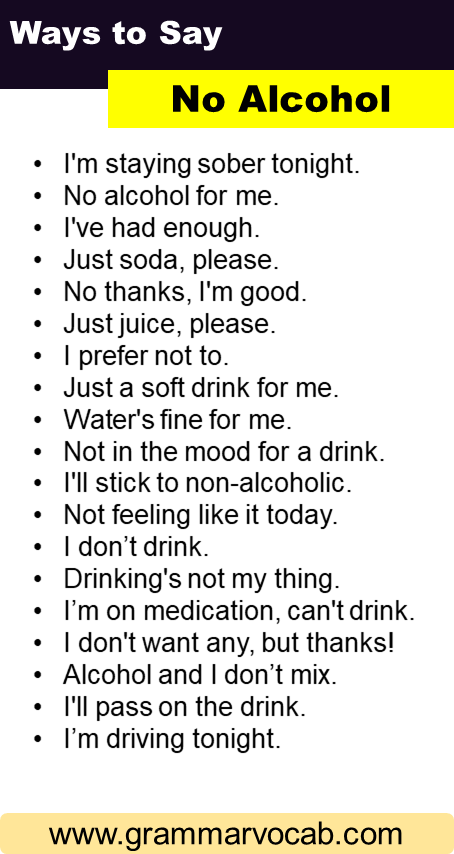 Ways to say no to alcohol