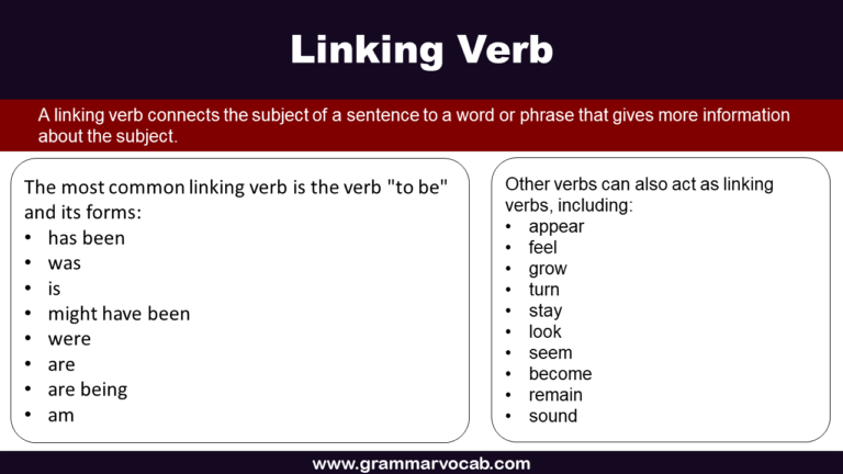 Linking Verb: Definition and Examples - GrammarVocab