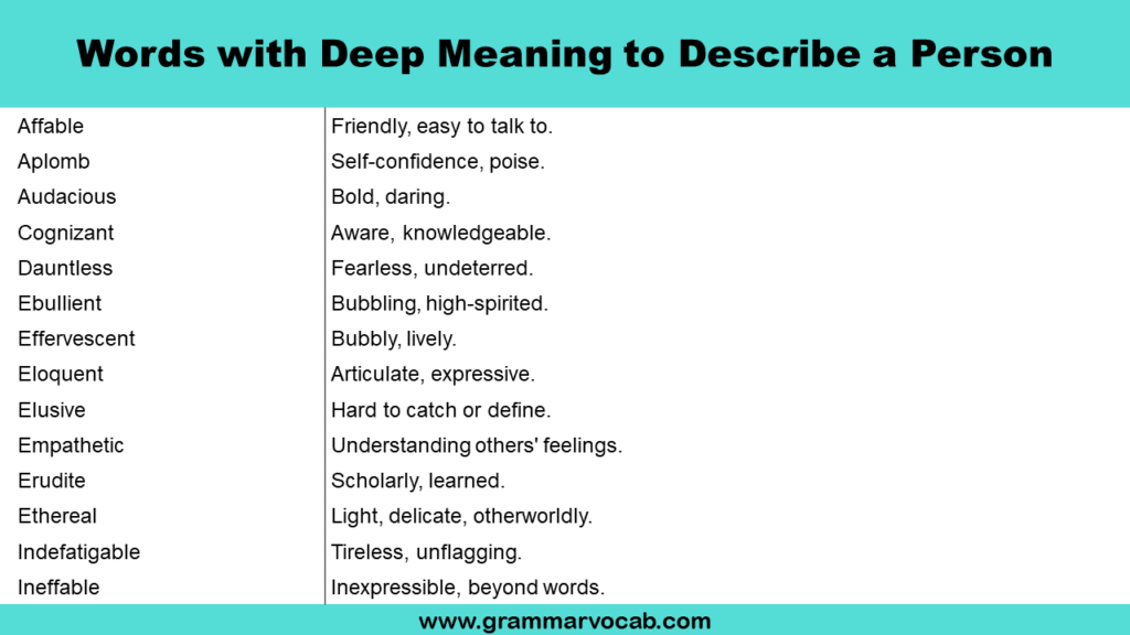 Adjectives Words With Deep Meaning To Describe A Person GrammarVocab