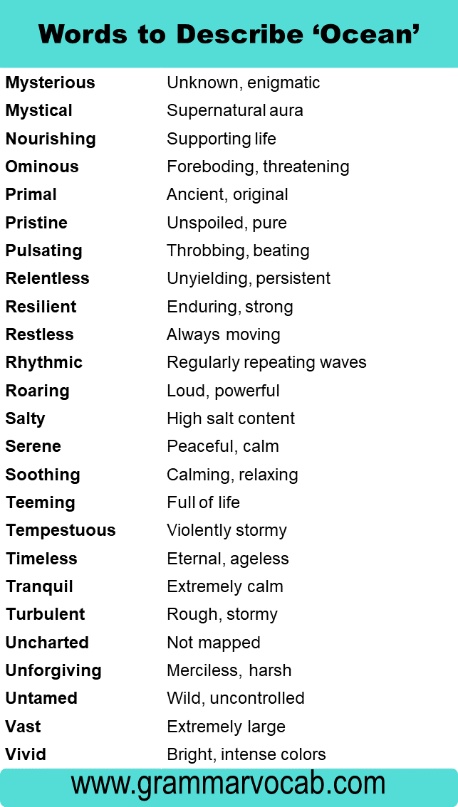 Adjectives For Ocean