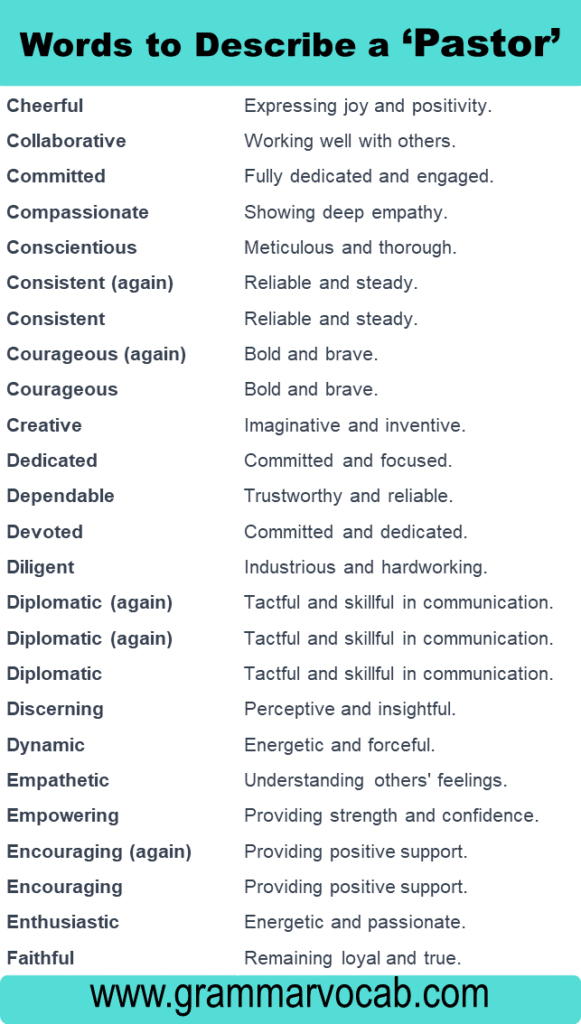 Adjectives: Words To Describe a Pastor - GrammarVocab