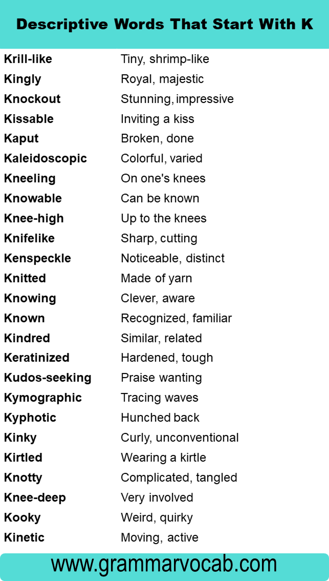 Descriptive Words That Start With K