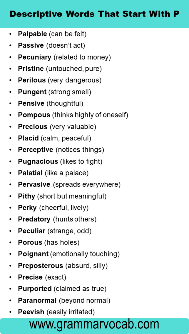 Descriptive Words That Start With P