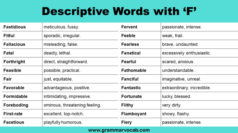 Adjectives: F Words to Describe Someone - GrammarVocab