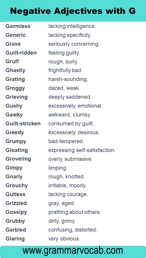 Adjectives: G Words to Describe Someone - GrammarVocab