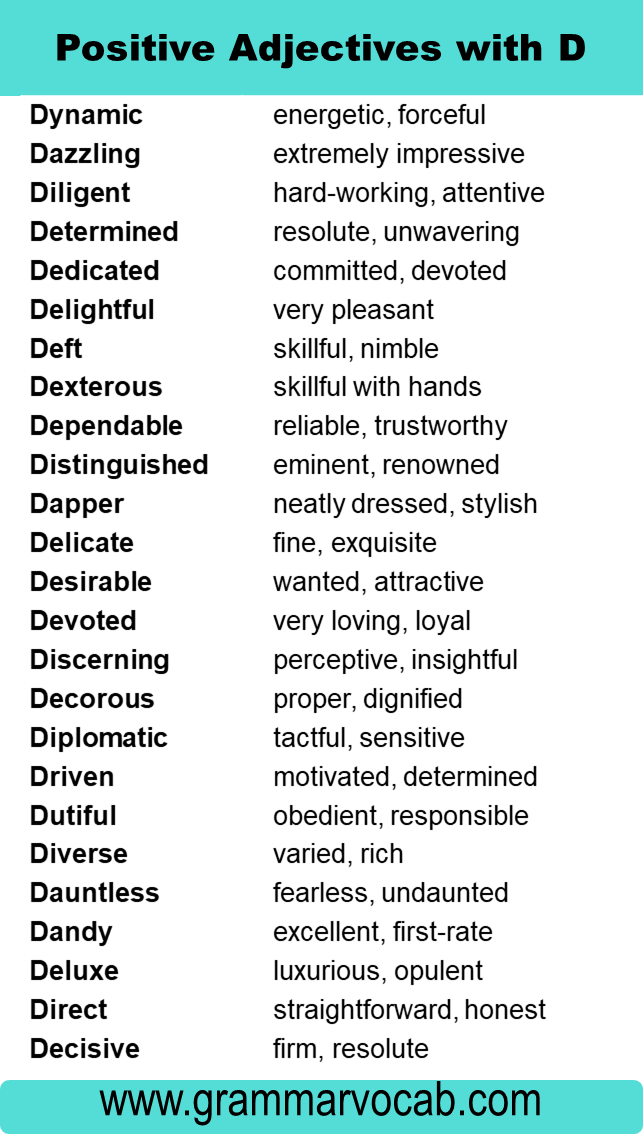 Positive Adjectives That Start with D