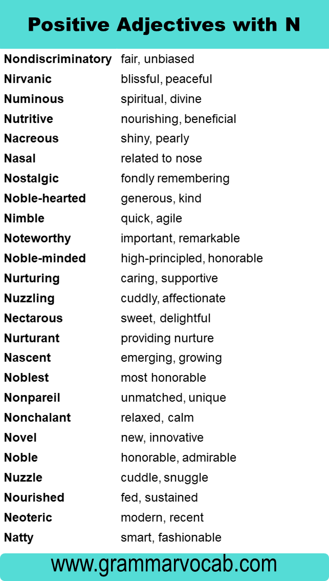 Positive Adjectives That Start with N