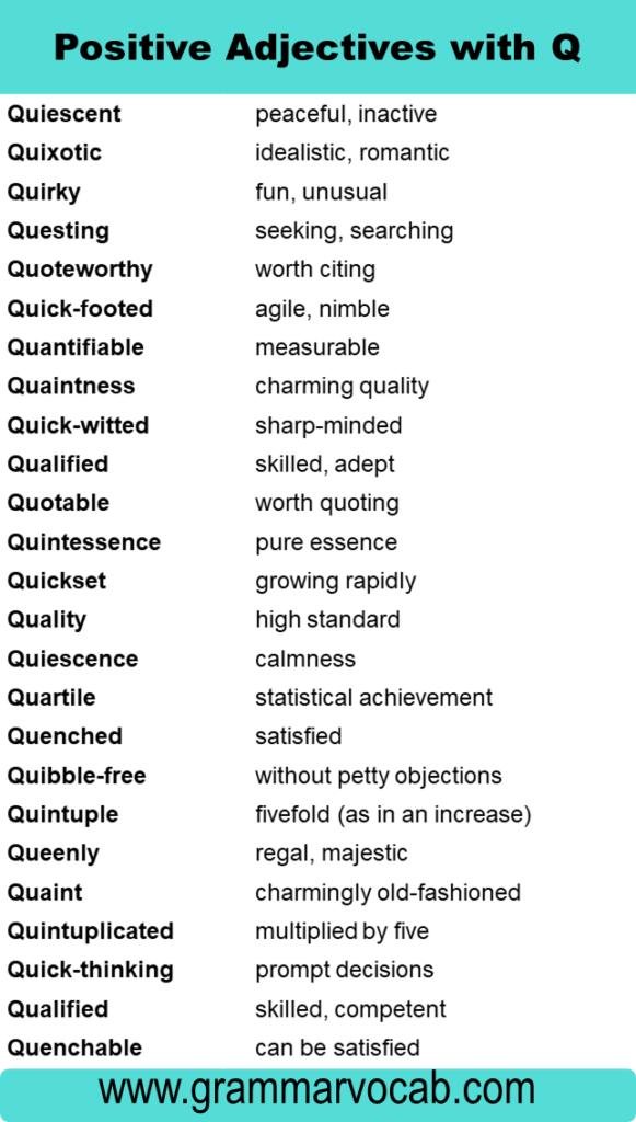 Adjectives: Q Words to Describe Someone - GrammarVocab