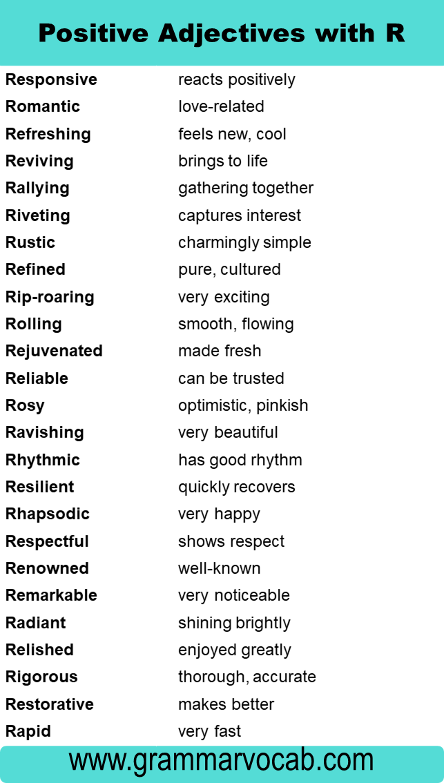 Positive Adjectives That Start with R