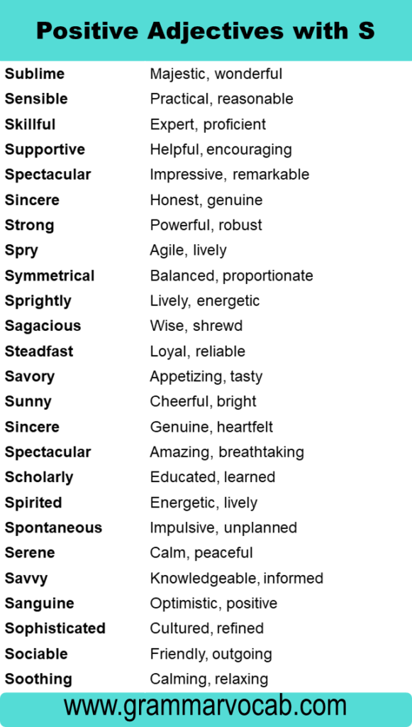 Adjectives: S Words to Describe Someone - GrammarVocab