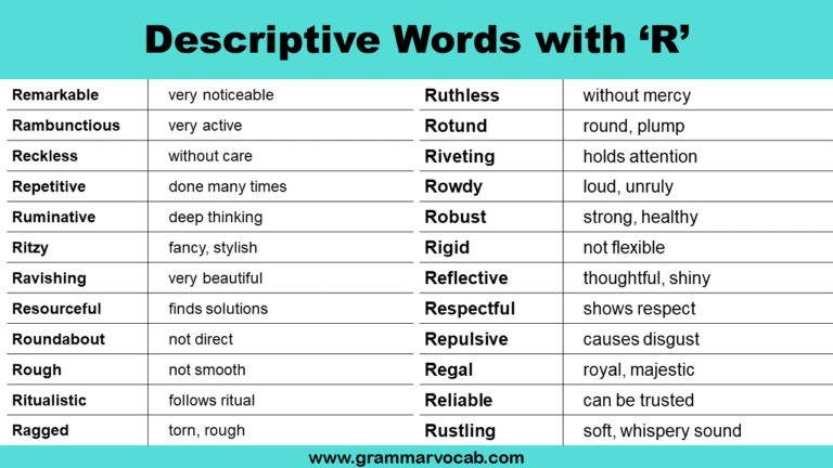 Adjectives: R Words to Describe Someone - GrammarVocab