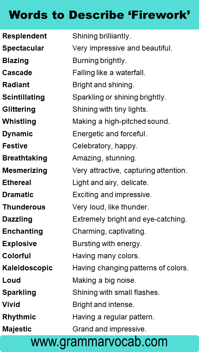 Words To Describe Fireworks