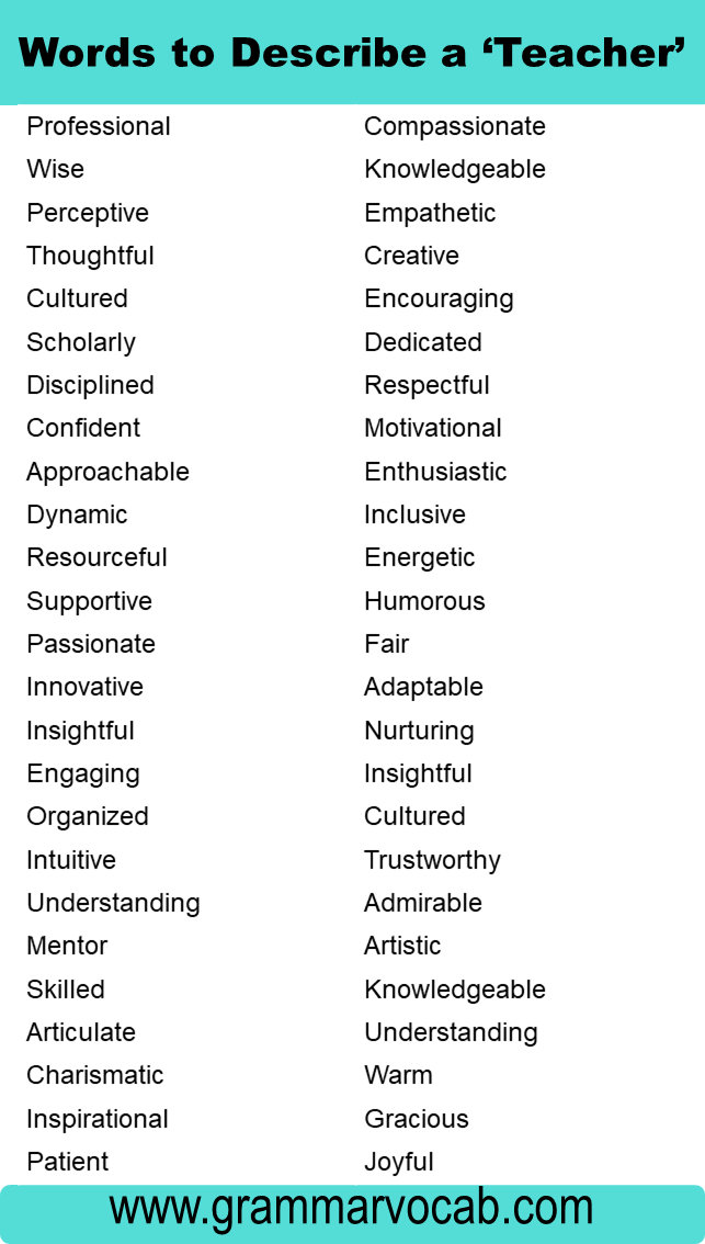 adjectives to describe teachers