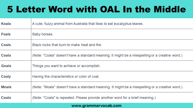 5 letter word with oal at the end